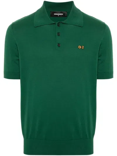 Dsquared2 Logo-embroidered Cotton Polo Shirt In Green