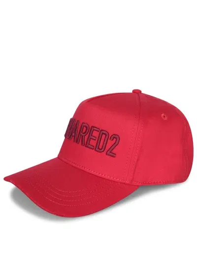 Dsquared2 Logo Embroidered Distressed Baseball Cap In Red