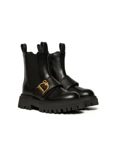 Dsquared2 Logo.-engraved Boots In Black