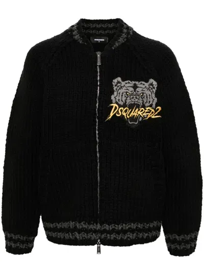 Dsquared2 Logo-patch Cardigan In Negro