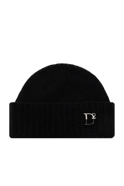 Dsquared2 Logo Plaque Beanie In Black