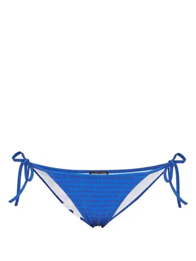 Dsquared2 Logo-print Bikini Bottoms In Blue