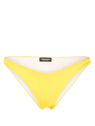 Dsquared2 Logo-print Bikini Bottomsl In Yellow