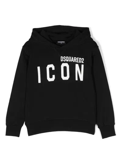 Dsquared2 Kids' Logo-print Cotton Hoodie In Black