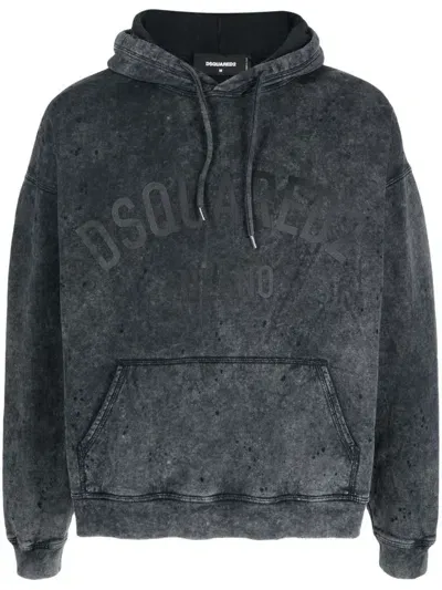 Dsquared2 Logo-print Cotton Hoodie In Grey