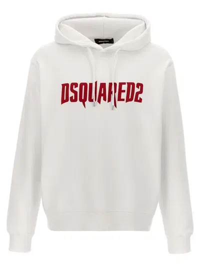 Dsquared2 Logo Print Hoodie In White