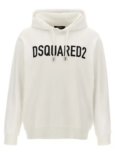 Dsquared2 Logo Print Hoodie In White