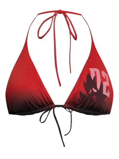 Dsquared2 Logo-print Triangle Bikini Set In Red