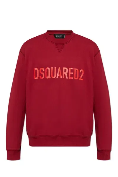 Dsquared2 Logo Printed Crewneck Sweatshirt In Cherry