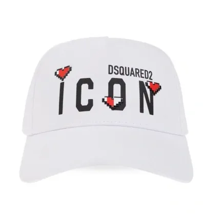 Dsquared2 Logo Printed Curved Peak Cap In White