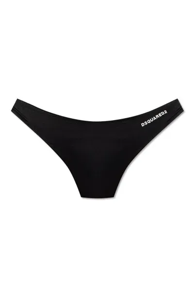 Dsquared2 Logo Printed Swim Bottoms In Black