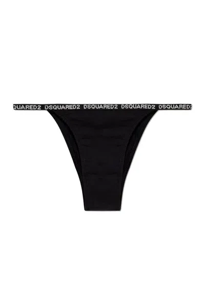 Dsquared2 Crystal-embellishmed Bikini Bottom In Black