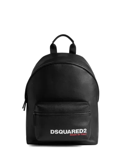 Dsquared2 Men's Backpack Bottalato Stampa Logo In Black