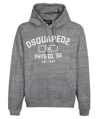 Dsquared2 Cotton Hoodie In Grey