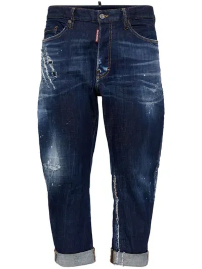 Dsquared2 Distressed Tapered Jeans In Blue