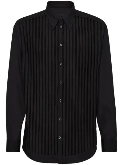 Dsquared2 Striped Cotton Shirt In Black