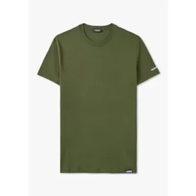 Dsquared2 Mens Logo T-shirt In Military Green/white In Green Fabric