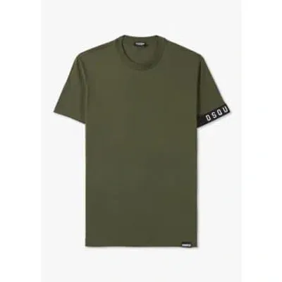 Dsquared2 Mens Technicolor T-shirt In Military Green/white In Green Fabric