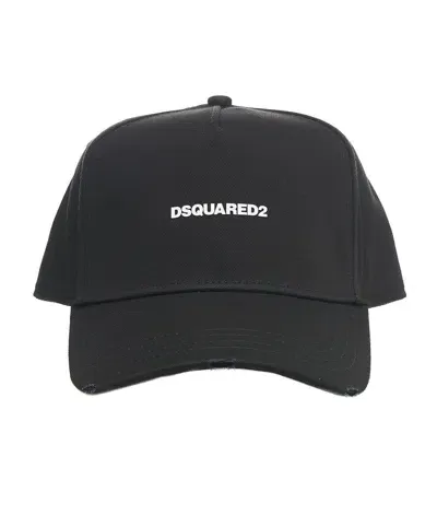 Dsquared2 Mini Logo Distressed Baseball Cap In Black