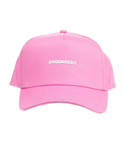 Dsquared2 Mini Logo Distressed Baseball Cap In Pink