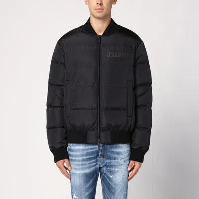 Dsquared2 Nylon Puffer Bomber Jacket In Black