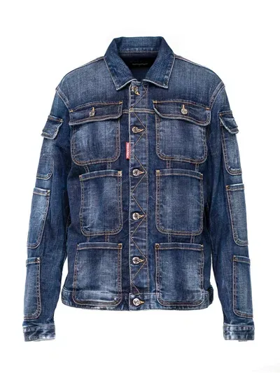 Dsquared2 Pocket-detailed Buttoned Denim Jacket In Blue