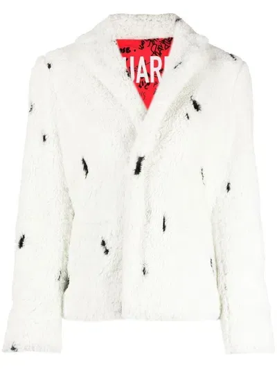 Dsquared2 Printed Faux Fur Coat In White