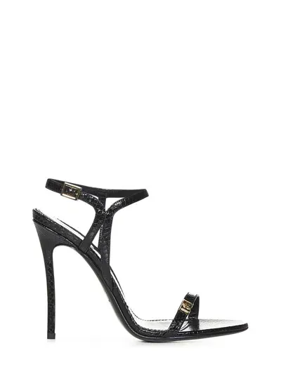 Dsquared2 Snakeskin-effect Leather Sandals In Black