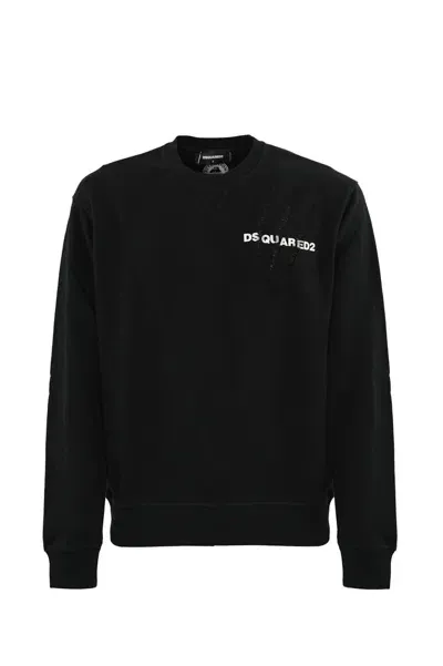 Dsquared2 Scratch Sweatshirt With Logo Print In Black