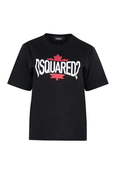 Dsquared2 Printed Crewneck T In Black