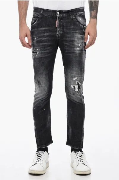 Dsquared2 Slim-cut Sexy Twist Denims With Distressed Effect 16cm In Gray