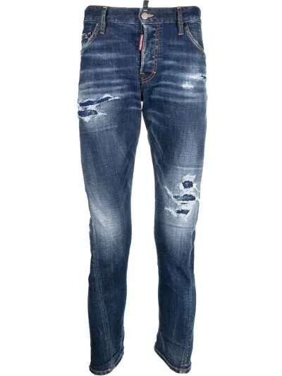 Dsquared2 Slim-fit Distressed-effect Jeans In Blue