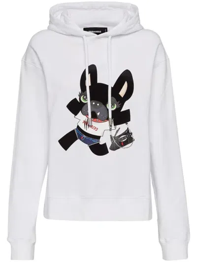 Dsquared2 Ciro Cool Cotton Hoodie In White