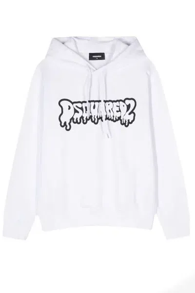 Dsquared2 Cool Fit Cotton Hoodie In White