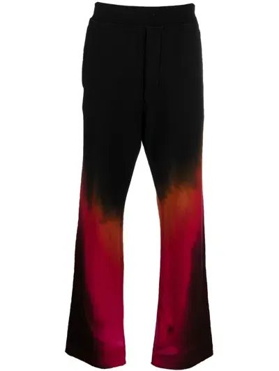 Dsquared2 Tie-dye Straight-leg Sweatpants In Black