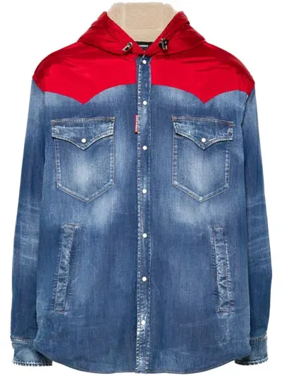 Dsquared2 Urban Edge Hooded Denim Jacket In Blue