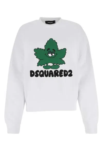 Dsquared2 Long Sleeved Logo Printed Sweatshirt In White