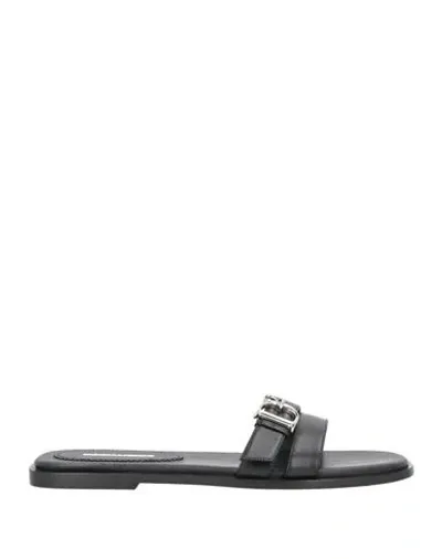 Dsquared2 Logo-plaque Leather Mules In Black