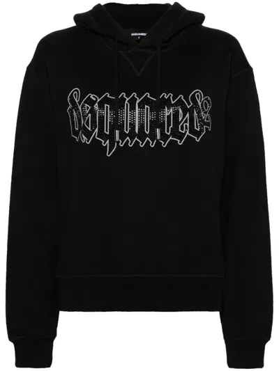 Dsquared2 Logo-print Cotton Hoodie In Black