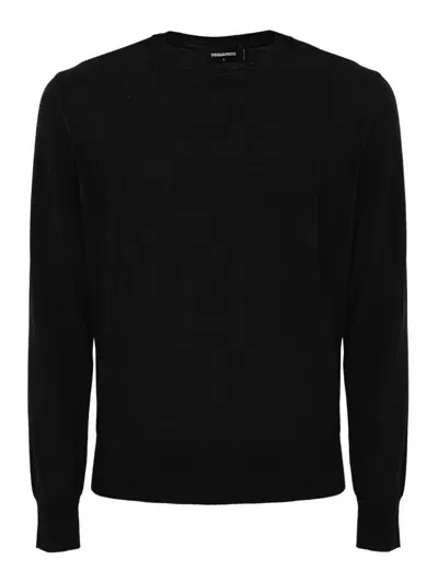 Dsquared2 Logo-jacquard Wool Jumper In Black