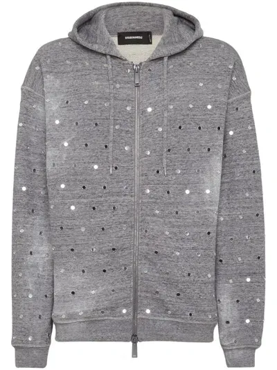 Dsquared2 Zip-up Cotton Hoodie In Grey