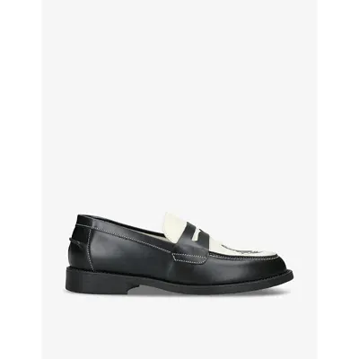 Duke & Dexter Wilde Scorpion Leather Penny Loafers In Black X White