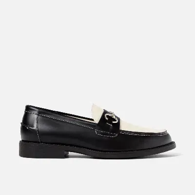 Duke & Dexter Men's About:blank Black + White Bit Loafer - Men's In Black/white