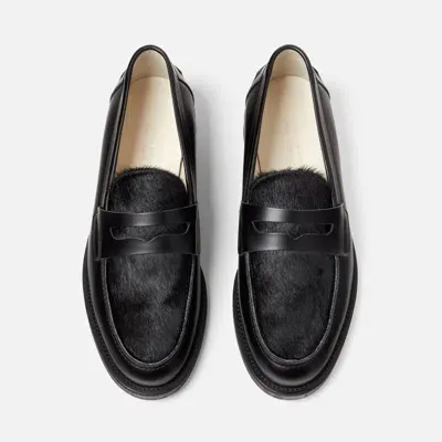 Duke & Dexter Men's Wilde Black Pony Penny Loafer - Men's