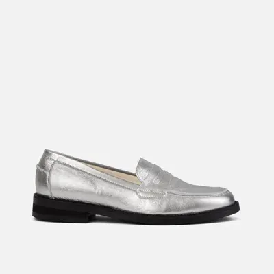 Duke & Dexter Women's Wilde Silver Penny Loafer - Women's