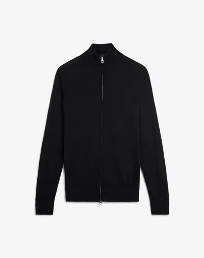 Dunhill Black Superfine Cashmere Zip Through Jumper