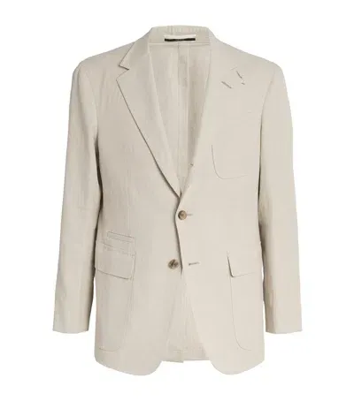 Dunhill Linen Single-breasted Blazer In Beige