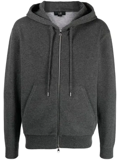 Dunhill Long-sleeves Zip-up Hoodie In Grey