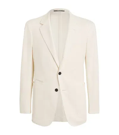 Dunhill Silk-cashmere-cotton Blazer In White