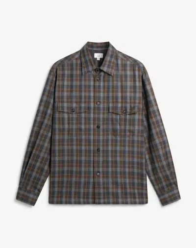 Dunhill Wool Cashmere Check Military Overshirt In Brown